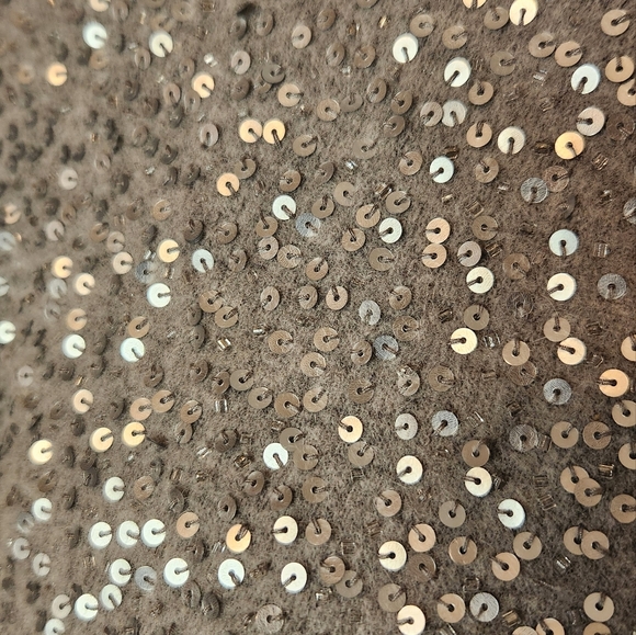 Talbots Gray with Silver Sequins Lambswool and Angora Cardigan Sweater, Size 1X - Picture 4 of 6